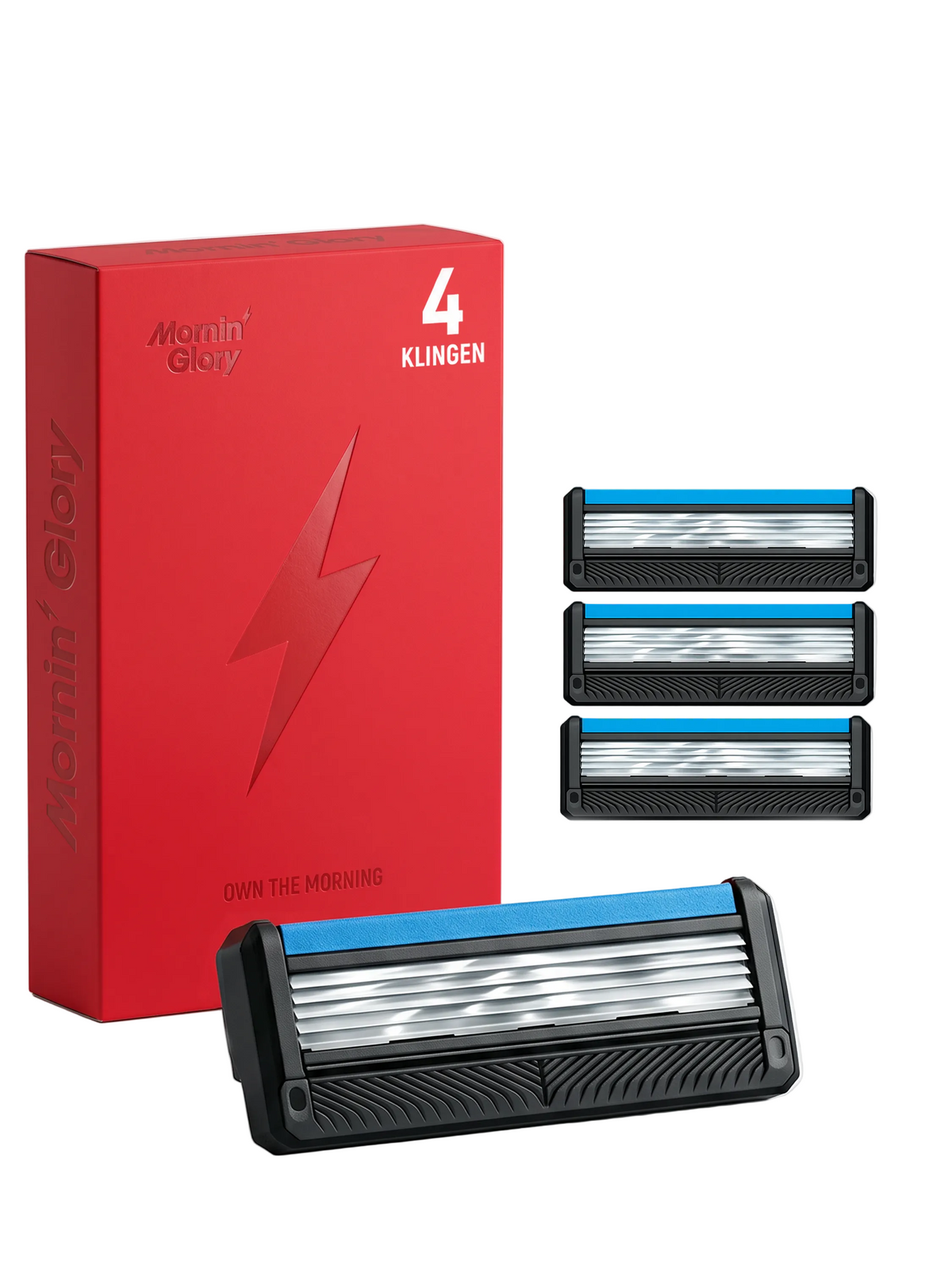 Mornin' Glory Alpha Ersatzklingen im 4er-Pack für eine gründliche und komfortable Nassrasur.
