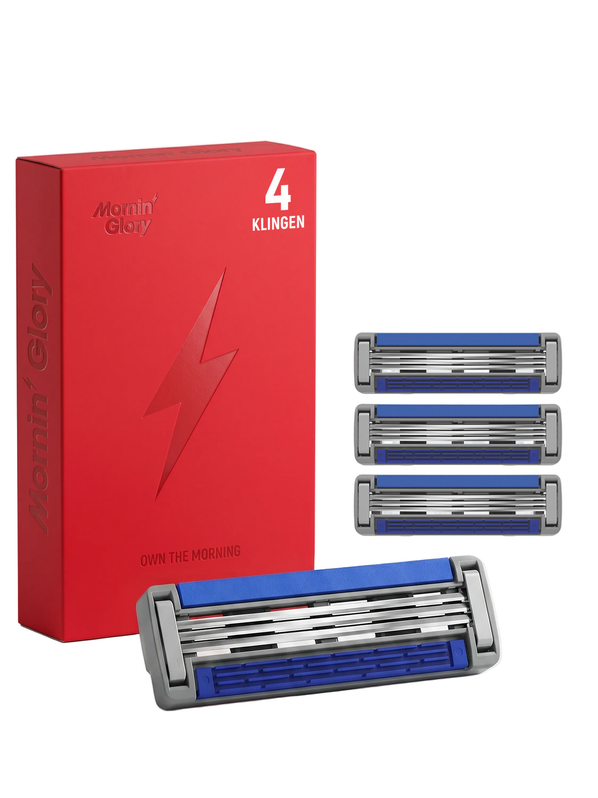 Mornin' Glory Freshman Ersatzklingen im 4er-Pack mit 3-Klingen-System für eine gründliche und komfortable Rasur.