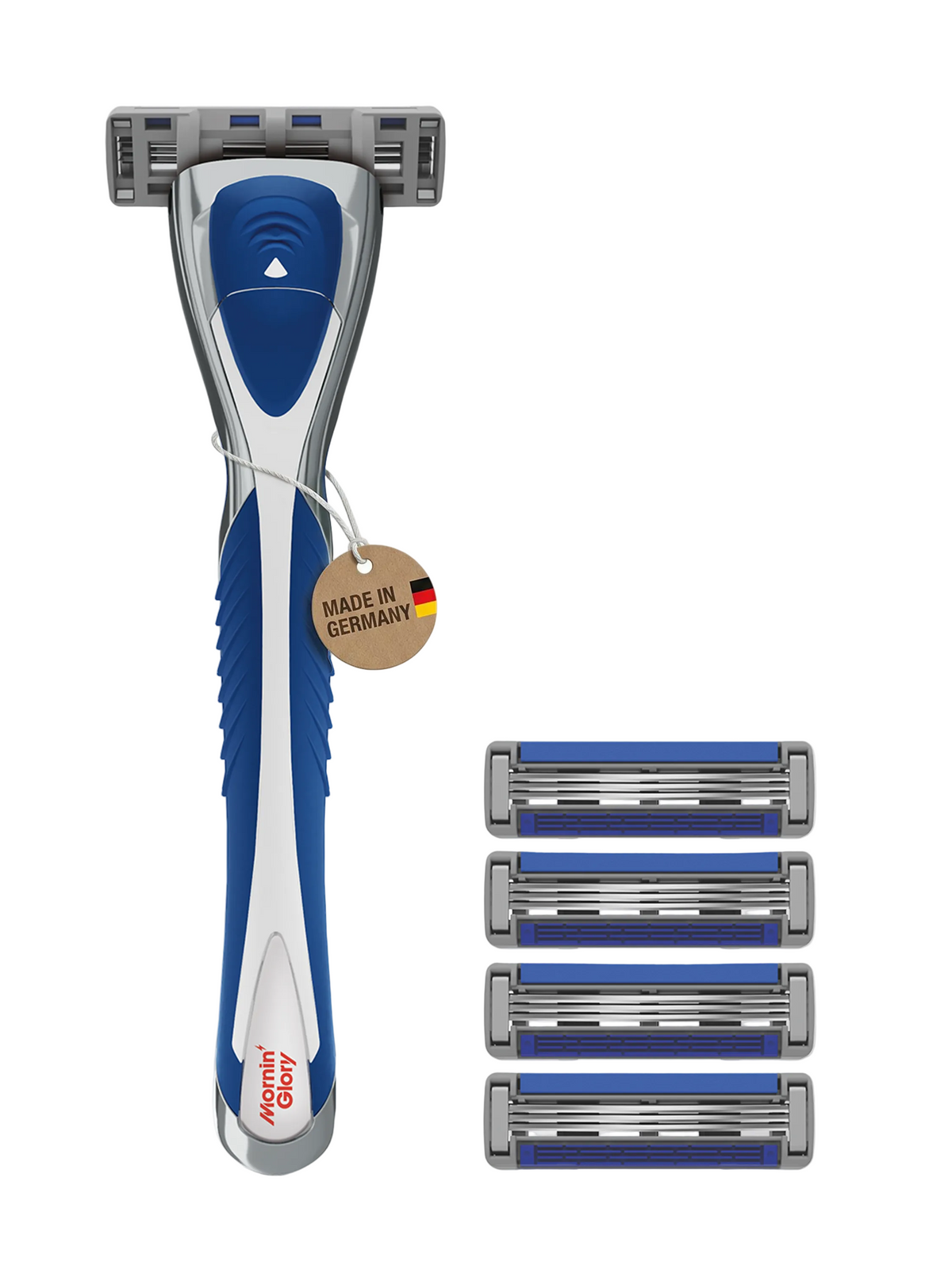 Mornin' Glory Freshman Starter Kit mit 3-Klingen-Rasierer, Rasiergriff und vier Ersatzklingen entwickelt für eine gründliche und komfortable Rasur