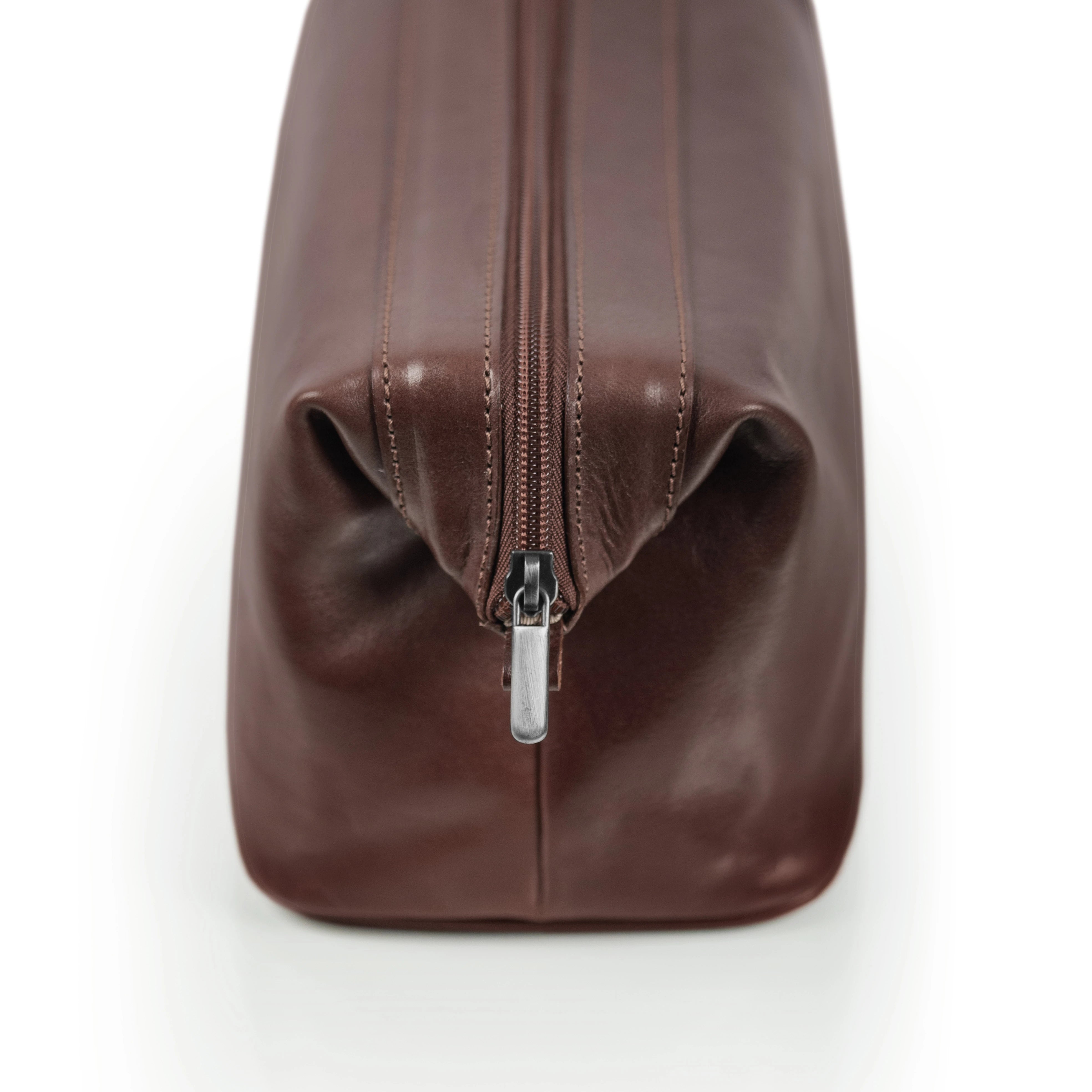 Platinum Kulturbeutel Einzelfach aus toskanischem Leder dunkelbraun