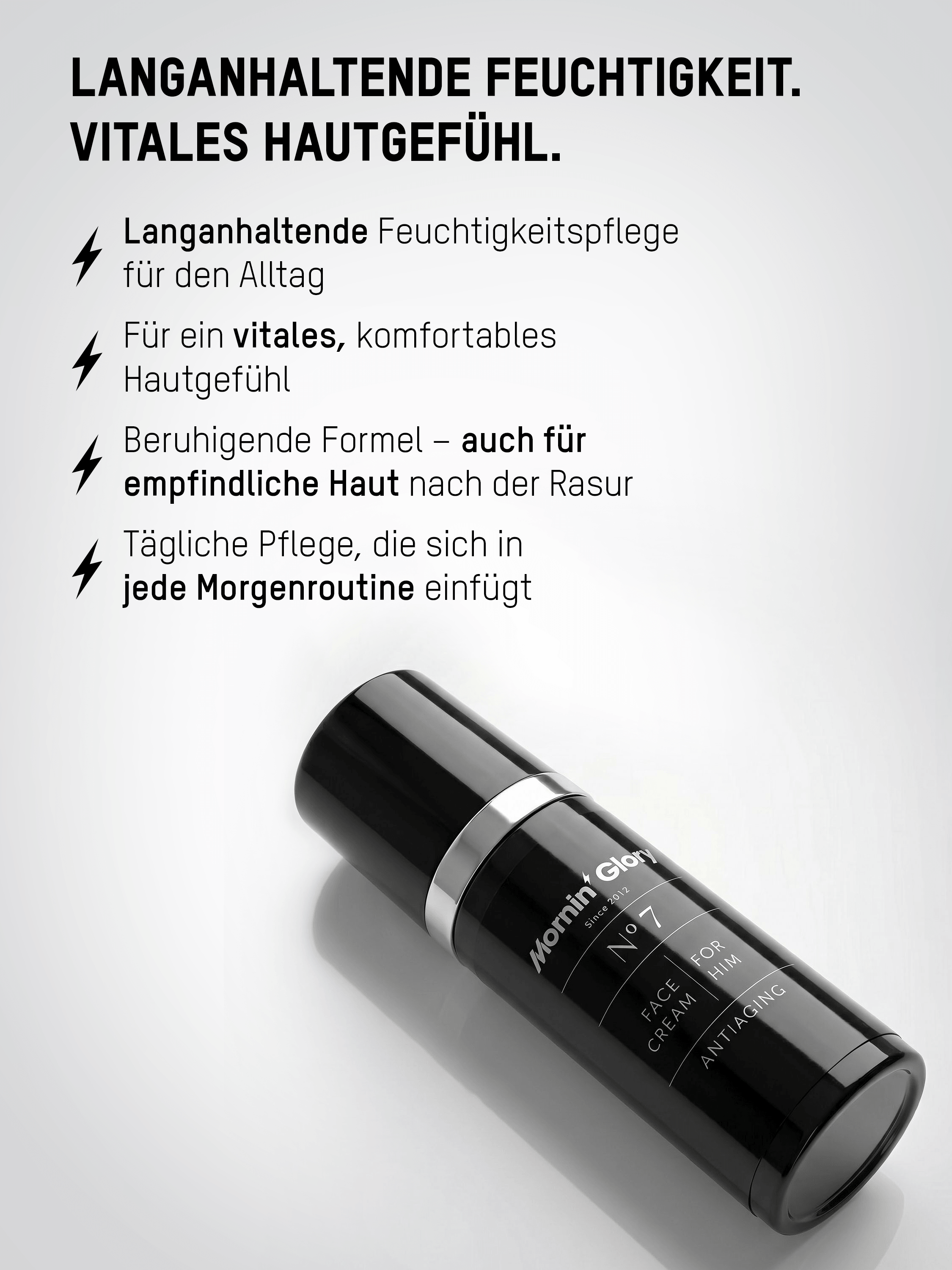 Mornin' Glory Face Cream for Him mit langanhaltender Feuchtigkeitspflege für ein vitales und frisches Hautgefühl