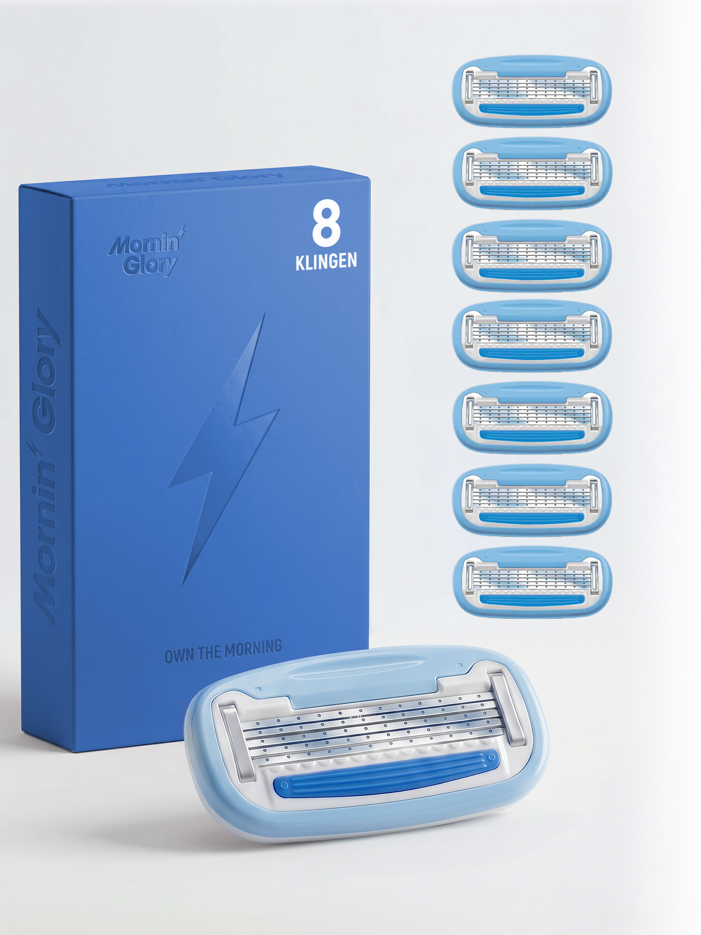 Mornin' Glory Body Ersatzklingen im 8er-Pack für eine sanfte und präzise Körperrasur mit 5-Klingen-Technologie.